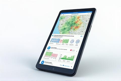 Interface d'une application SIG interactive montrant des calques de données géographiques sur une carte avec des outils d'analyse.